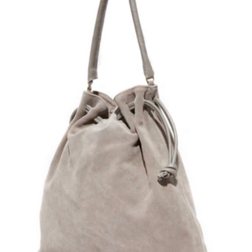 Clare V Grand Maison Gray Shoulder Bag, Suede